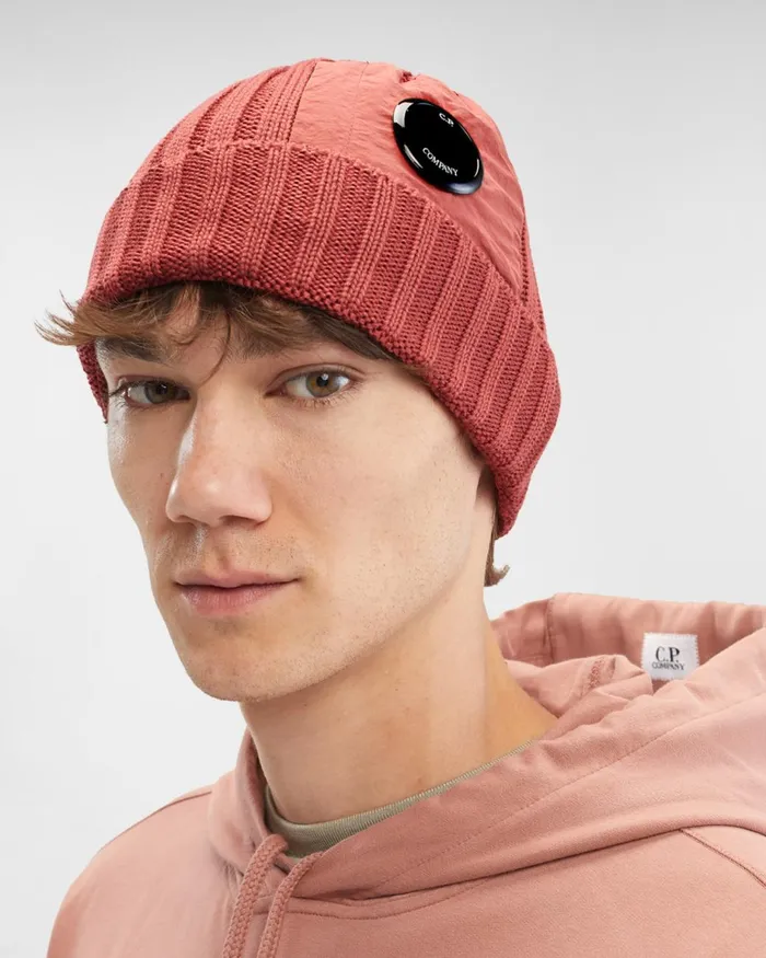 Man CP Company Hats Extra Fine Merino Wool Lens Beanie Ketchup 8211 Red