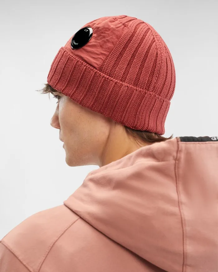 Man CP Company Hats Extra Fine Merino Wool Lens Beanie Ketchup 8211 Red