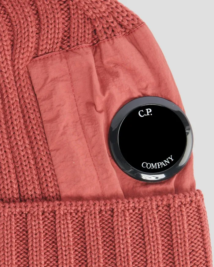 Man CP Company Hats Extra Fine Merino Wool Lens Beanie Ketchup 8211 Red