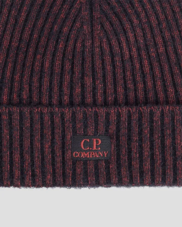 Man CP Company Hats Fleece Knit Beanie Ketchup 8211 Red