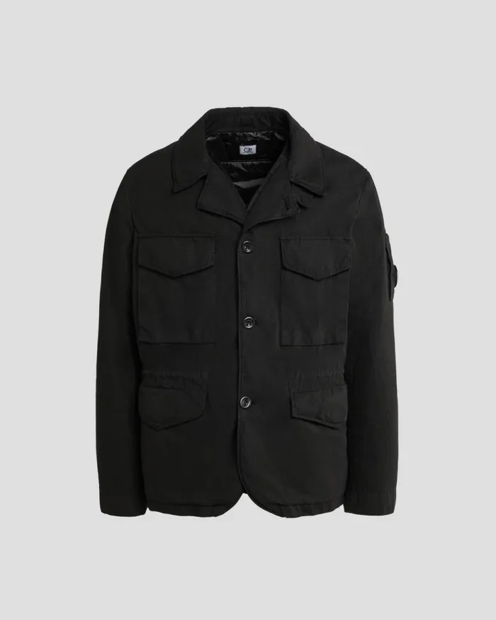 Man CP Company Jacket and Coats 50 Fili Gommata Jacket Black