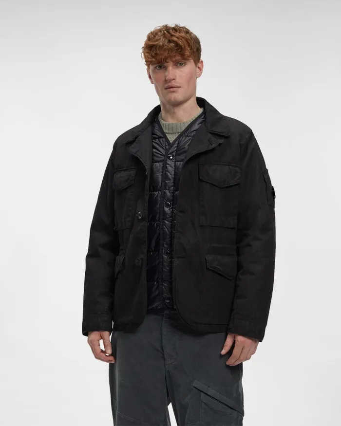 Man CP Company Jacket and Coats 50 Fili Gommata Jacket Black