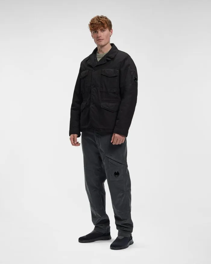 Man CP Company Jacket and Coats 50 Fili Gommata Jacket Black