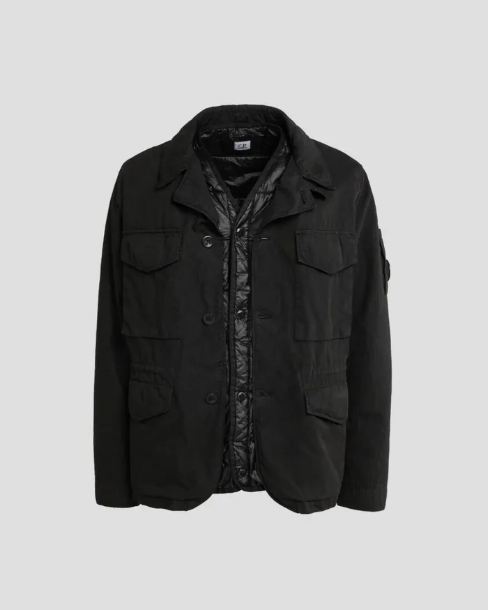 Man CP Company Jacket and Coats 50 Fili Gommata Jacket Black