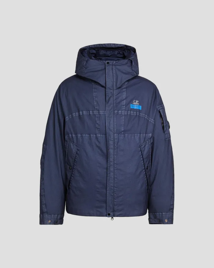 Man CP Company Jacket and Coats Gore Gtype Hooded Jacket Peacoat 8211 Blue