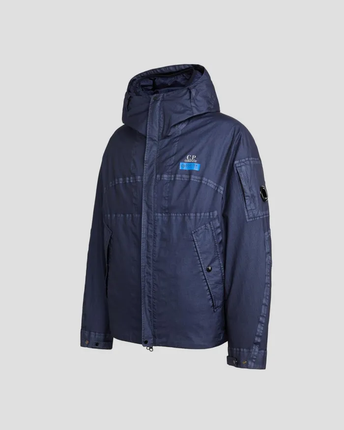Man CP Company Jacket and Coats Gore Gtype Hooded Jacket Peacoat 8211 Blue