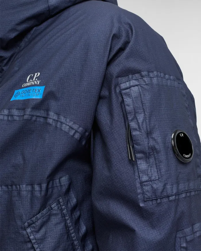 Man CP Company Jacket and Coats Gore Gtype Hooded Jacket Peacoat 8211 Blue