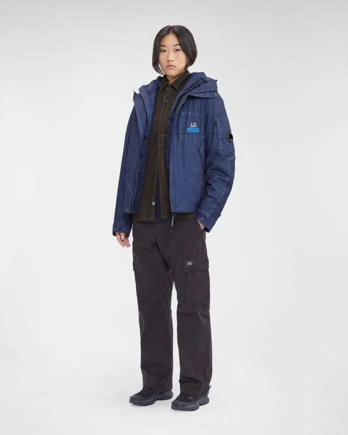 Man CP Company Jacket and Coats Gore Gtype Hooded Jacket Peacoat 8211 Blue