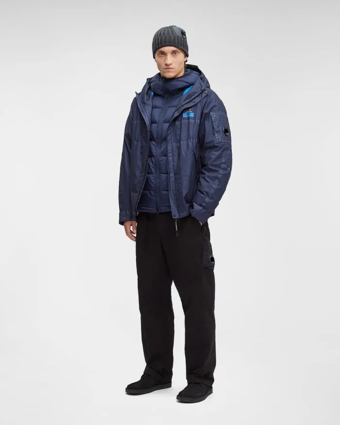 Man CP Company Jacket and Coats Gore Gtype Hooded Jacket Peacoat 8211 Blue