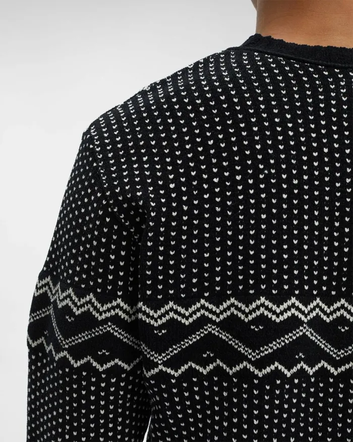 Man CP Company Jumpers Chenille Cotton Jacquard Knit Black