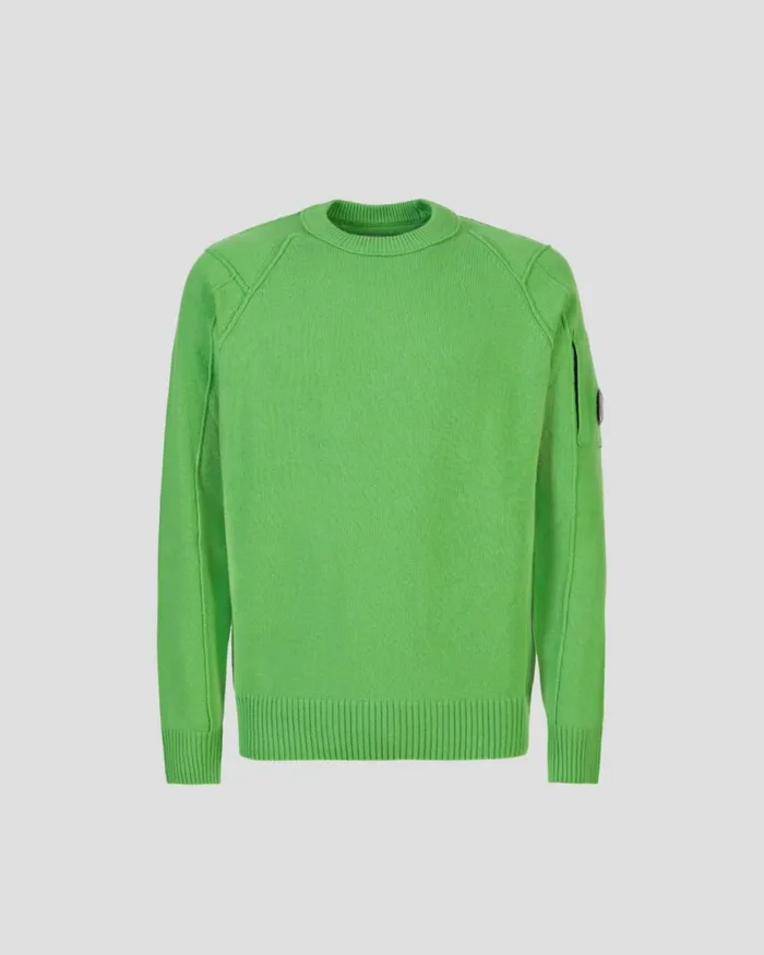 Man CP Company Jumpers Lambswool Jumper Classic Green