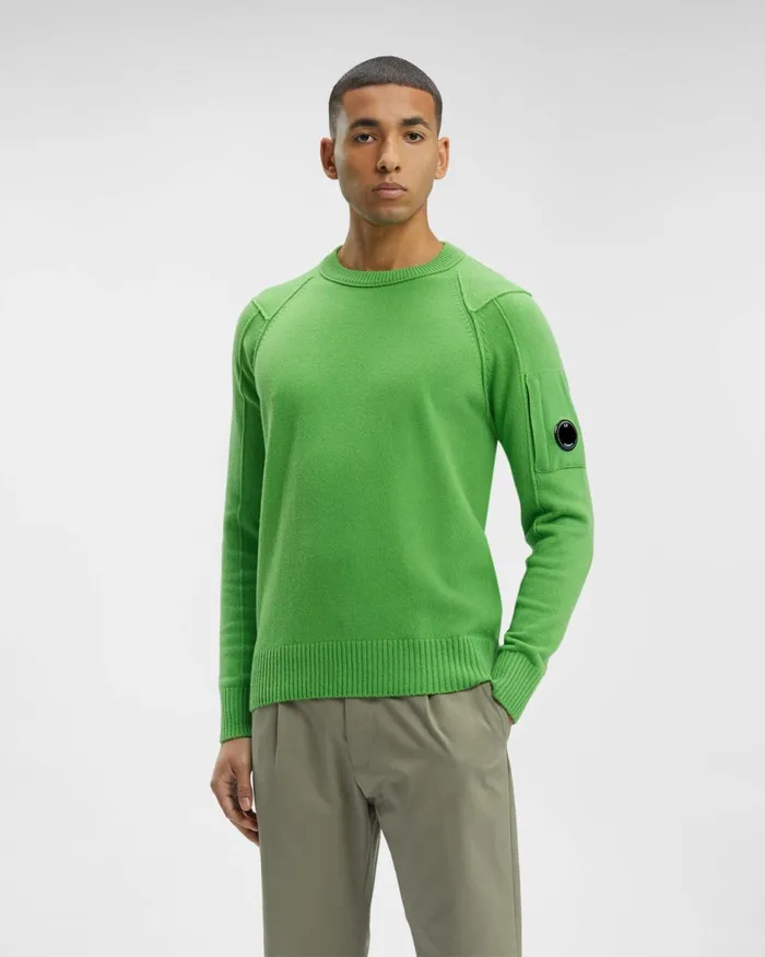 Man CP Company Jumpers Lambswool Jumper Classic Green