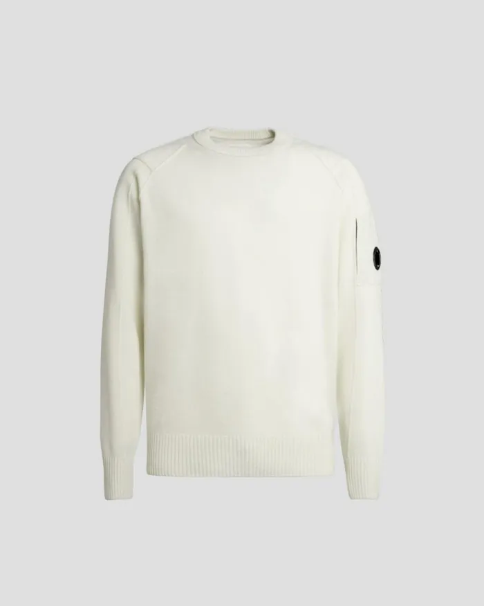 Man CP Company Jumpers Lambswool Jumper Gauze White
