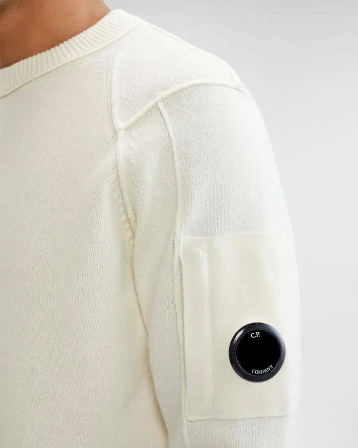Man CP Company Jumpers Lambswool Jumper Gauze White