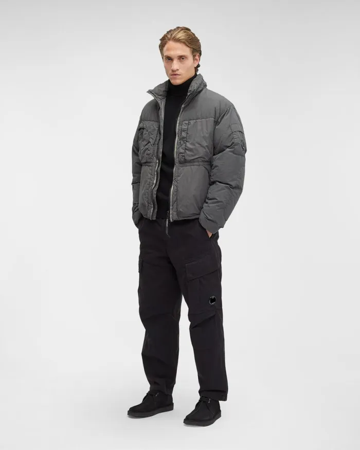 Man CP Company Jumpers Lambswool Roll Neck Jumper Black