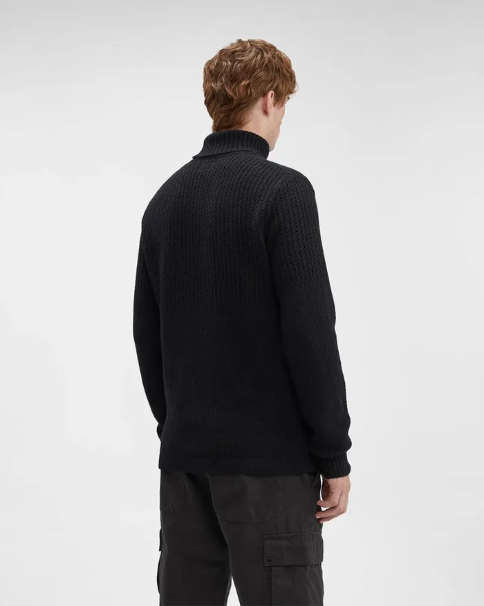 Man CP Company Jumpers Lambswool Roll Neck Knit Black