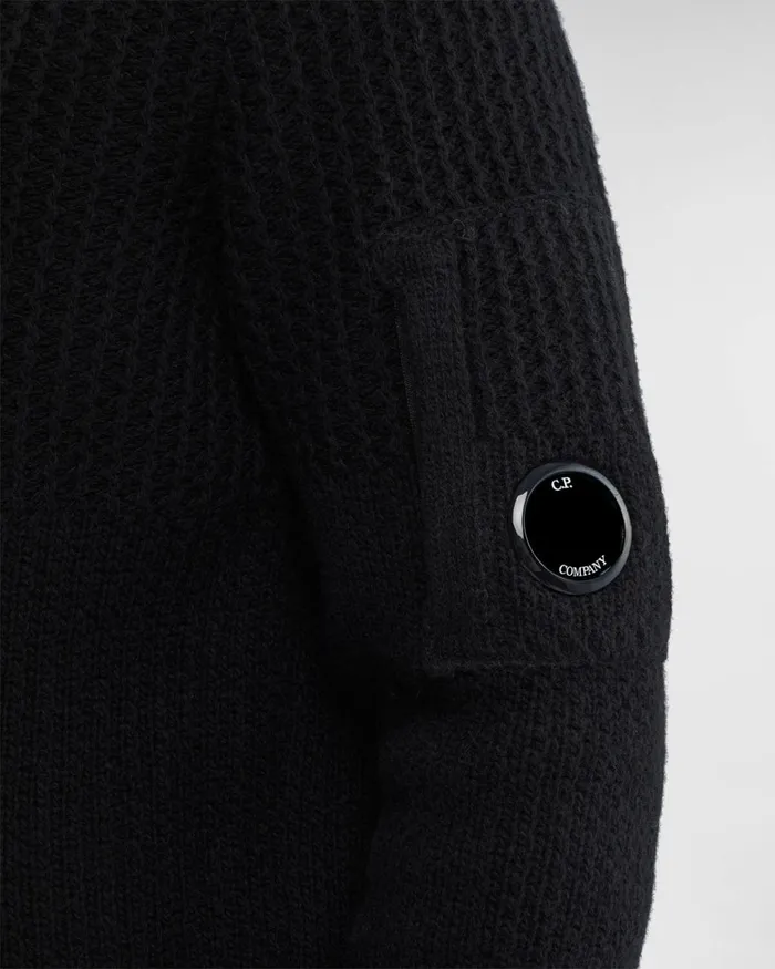 Man CP Company Jumpers Lambswool Roll Neck Knit Black