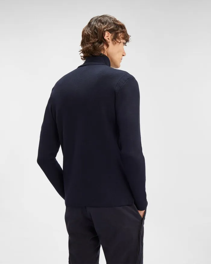 Man CP Company Jumpers ReWool Roll Neck Knit Total Eclipse 8211 Blue