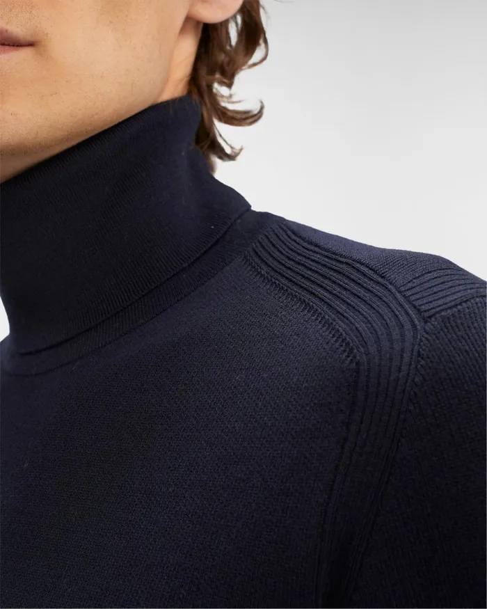 Man CP Company Jumpers ReWool Roll Neck Knit Total Eclipse 8211 Blue