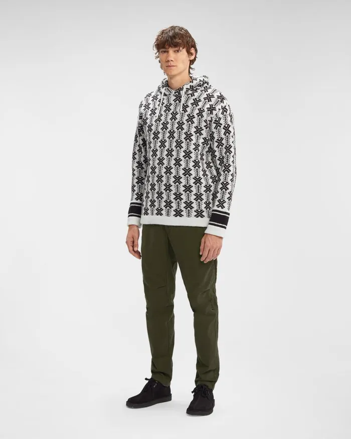 Man CP Company Jumpers Wool Jacquard Logo Hooded Knit Var01 8211 White