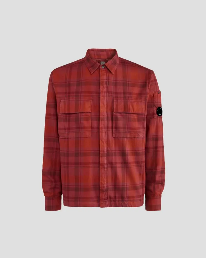 Man CP Company Shirt Tartan Shirt Ketchup 8211 Red