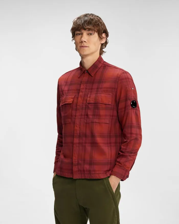 Man CP Company Shirt Tartan Shirt Ketchup 8211 Red