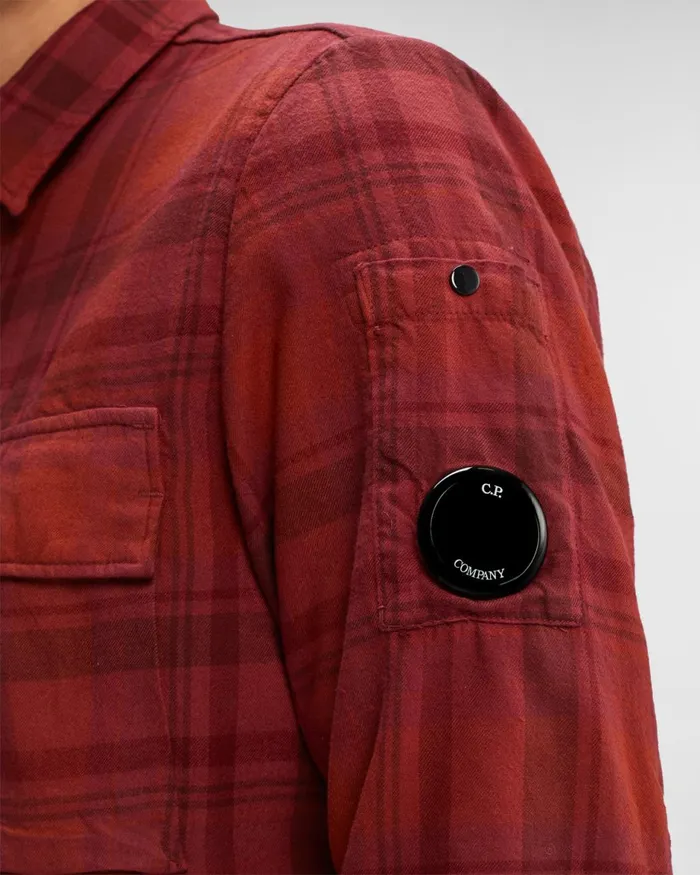 Man CP Company Shirt Tartan Shirt Ketchup 8211 Red
