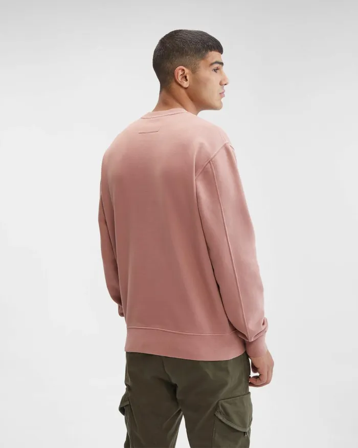 Man CP Company Sweatshirts Brushed and Emerized Diagonal Fleece Logo Sweatshirt Cedar Wood 8211 Pink
