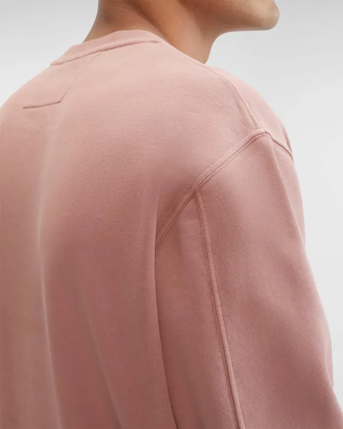 Man CP Company Sweatshirts Brushed and Emerized Diagonal Fleece Logo Sweatshirt Cedar Wood 8211 Pink