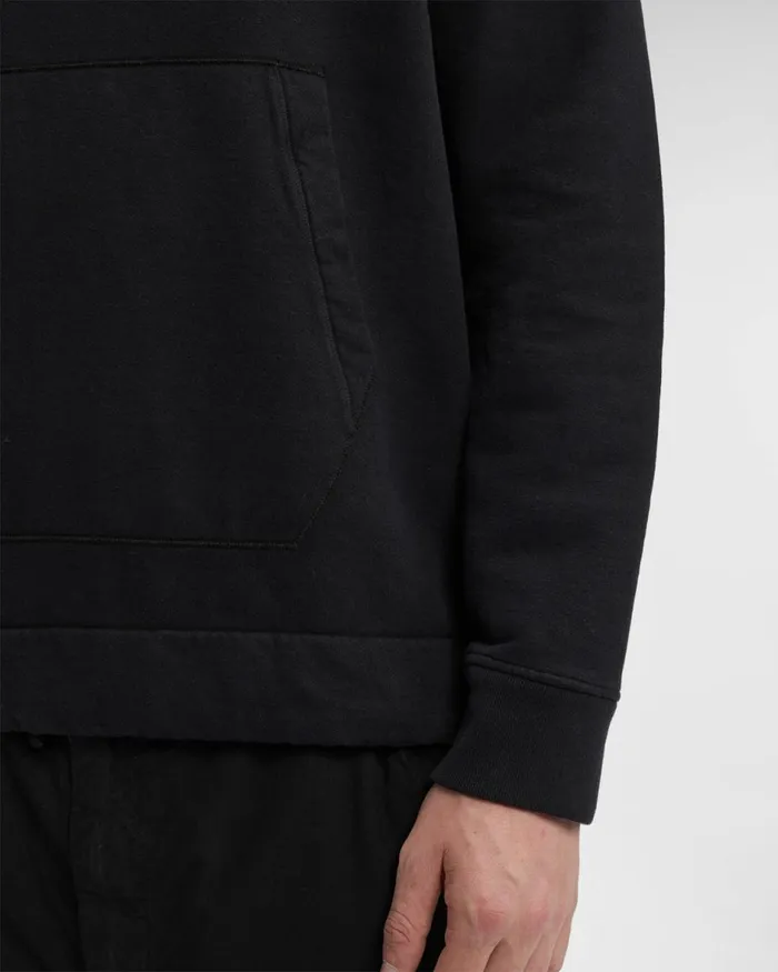 Man CP Company Sweatshirts Diagonal Fleece 21 Goggle Hoodie Black