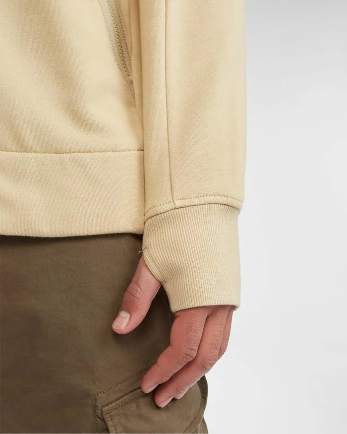 Man CP Company Sweatshirts Diagonal Raised Fleece Goggle Hoodie Mojade Desert 8211 Yellow