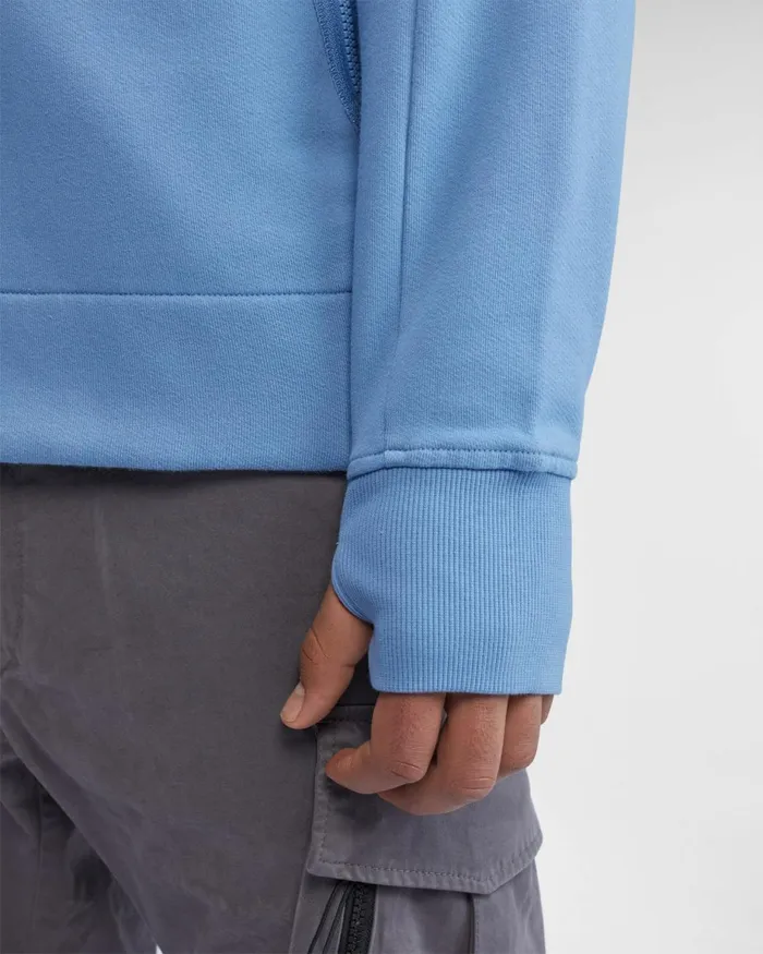 Man CP Company Sweatshirts Diagonal Raised Fleece Goggle Hoodie Riviera 8211 Blue