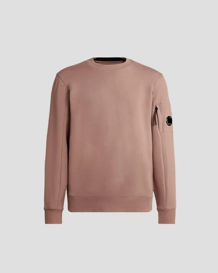 Man CP Company Sweatshirts Diagonal Raised Fleece Sweatshirt Cedar Wood 8211 Pink