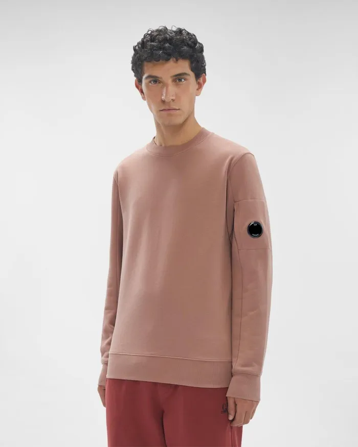 Man CP Company Sweatshirts Diagonal Raised Fleece Sweatshirt Cedar Wood 8211 Pink