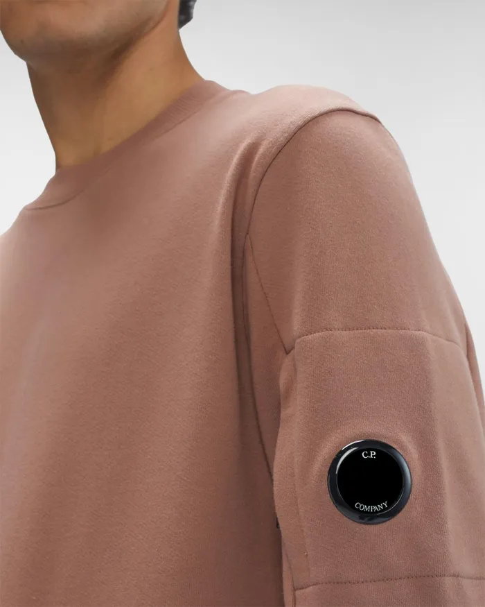 Man CP Company Sweatshirts Diagonal Raised Fleece Sweatshirt Cedar Wood 8211 Pink