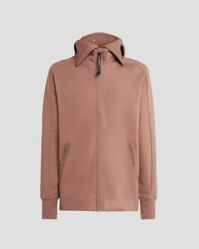 Man CP Company Sweatshirts Diagonal Raised Fleece Zipped Goggle Hoodie Cedar Wood 8211 Pink Man CP Company Sweatshirts Diagonal Raised Fleece Zipped Goggle Hoodie Cedar Wood 8211 Pink