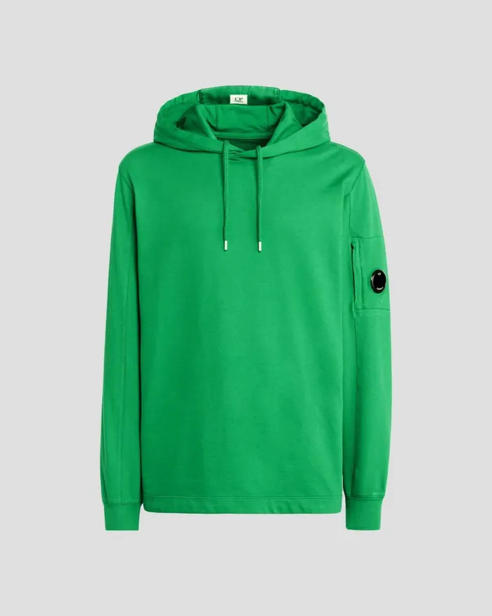 Man CP Company Sweatshirts Light Fleece Hoodie Classic Green
