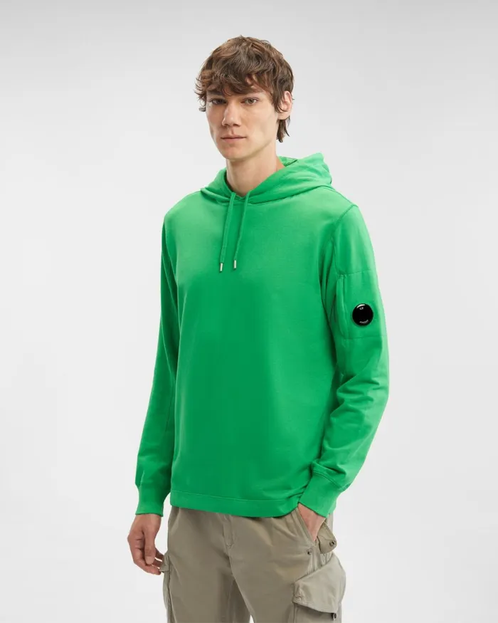 Man CP Company Sweatshirts Light Fleece Hoodie Classic Green