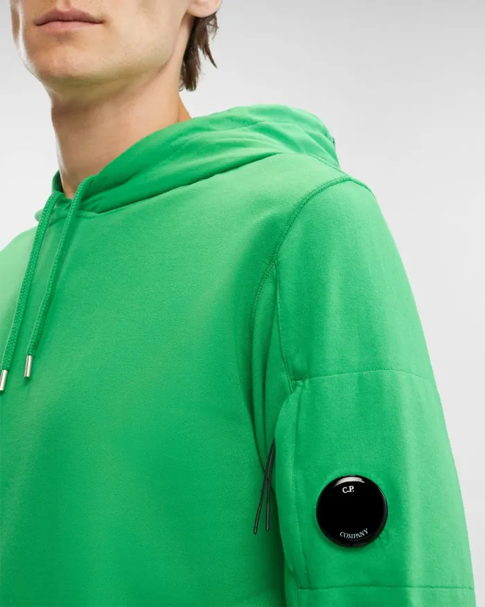 Man CP Company Sweatshirts Light Fleece Hoodie Classic Green