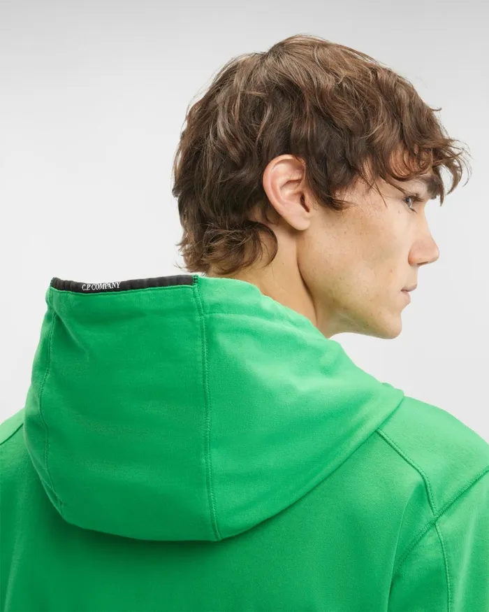 Man CP Company Sweatshirts Light Fleece Hoodie Classic Green