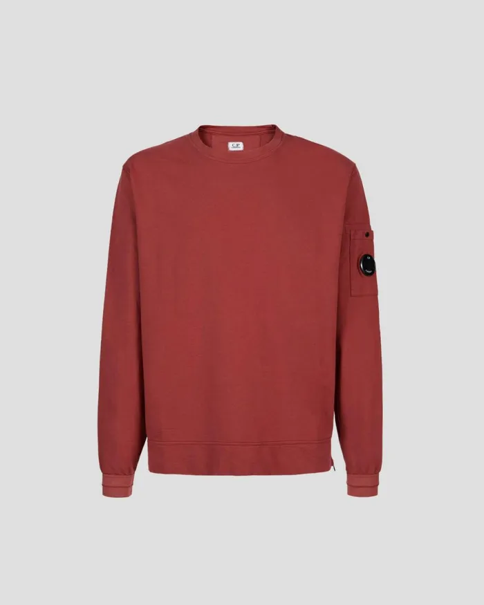 Man CP Company Sweatshirts Light Fleece Side Zipped Sweatshirt Ketchup 8211 Red