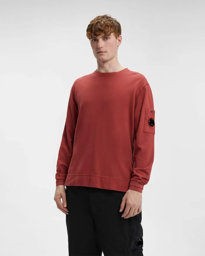 Man CP Company Sweatshirts Light Fleece Side Zipped Sweatshirt Ketchup 8211 Red