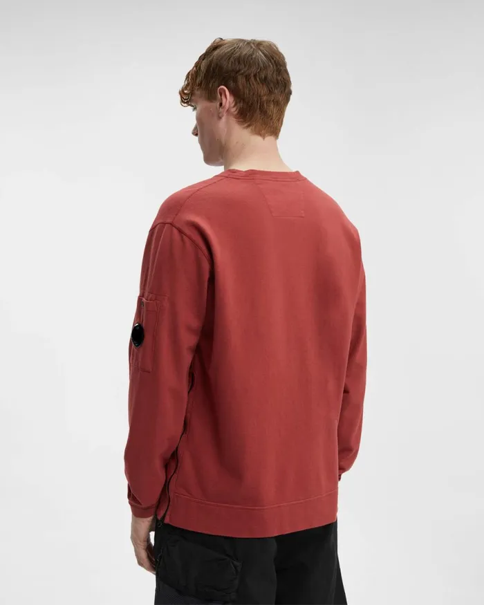 Man CP Company Sweatshirts Light Fleece Side Zipped Sweatshirt Ketchup 8211 Red