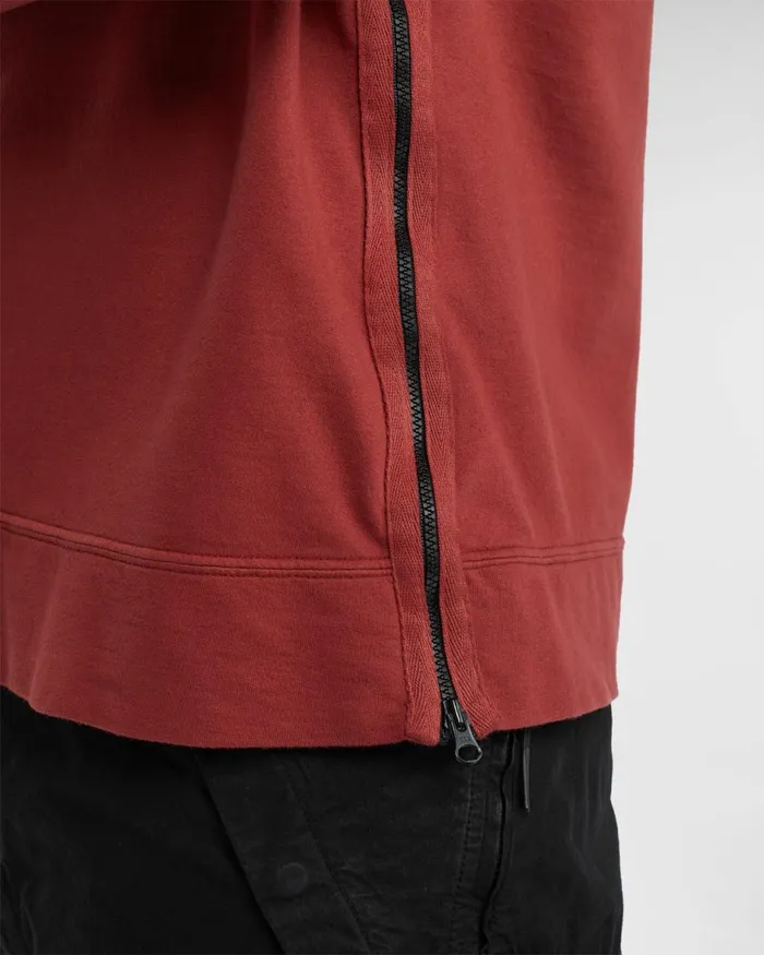 Man CP Company Sweatshirts Light Fleece Side Zipped Sweatshirt Ketchup 8211 Red