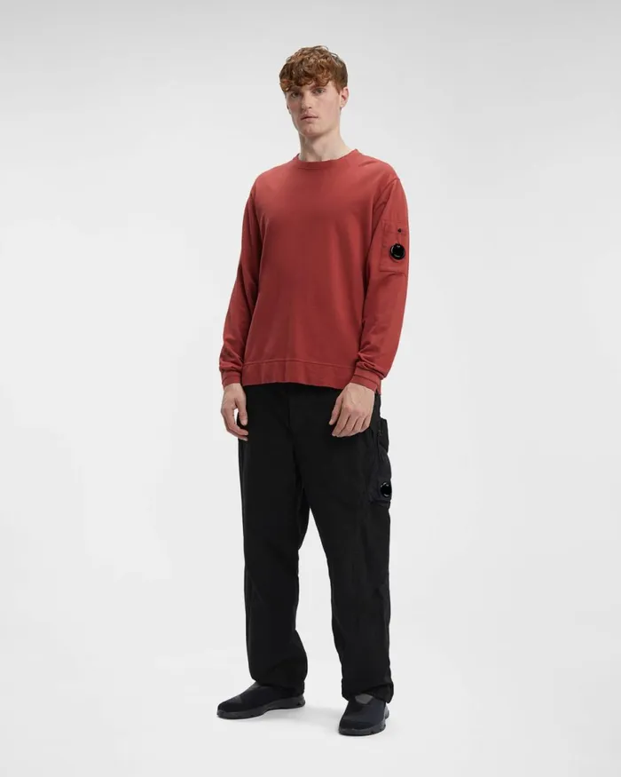 Man CP Company Sweatshirts Light Fleece Side Zipped Sweatshirt Ketchup 8211 Red
