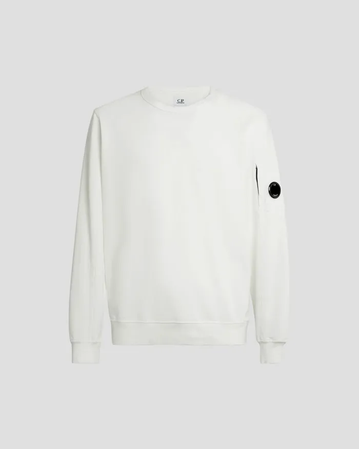 Man CP Company Sweatshirts Light Fleece Sweatshirt Gauze White