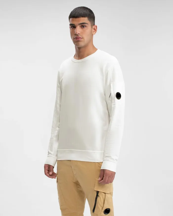 Man CP Company Sweatshirts Light Fleece Sweatshirt Gauze White