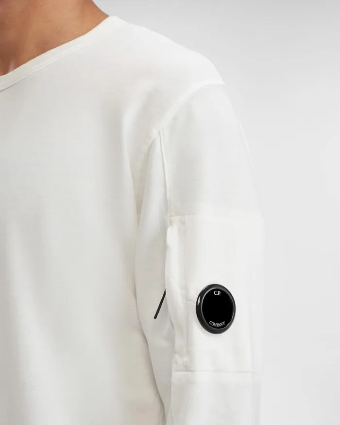 Man CP Company Sweatshirts Light Fleece Sweatshirt Gauze White