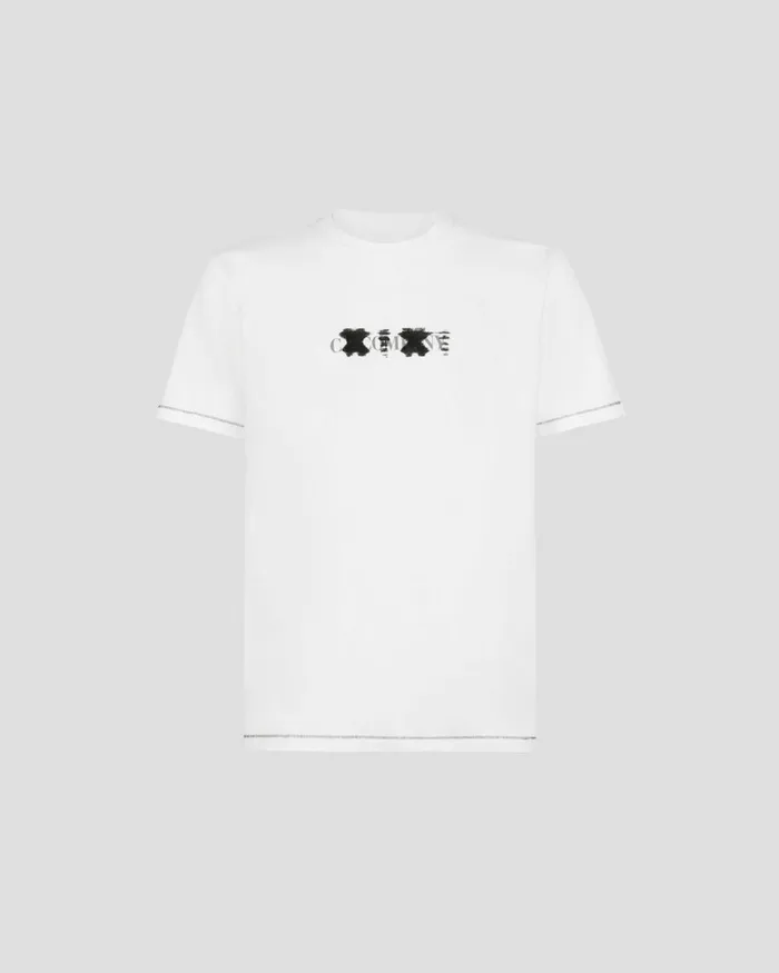 Man CP Company Tshirts and Polo 241 Jersey Reverse Logo Tshirt Gauze White
