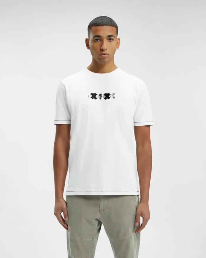 Man CP Company Tshirts and Polo 241 Jersey Reverse Logo Tshirt Gauze White
